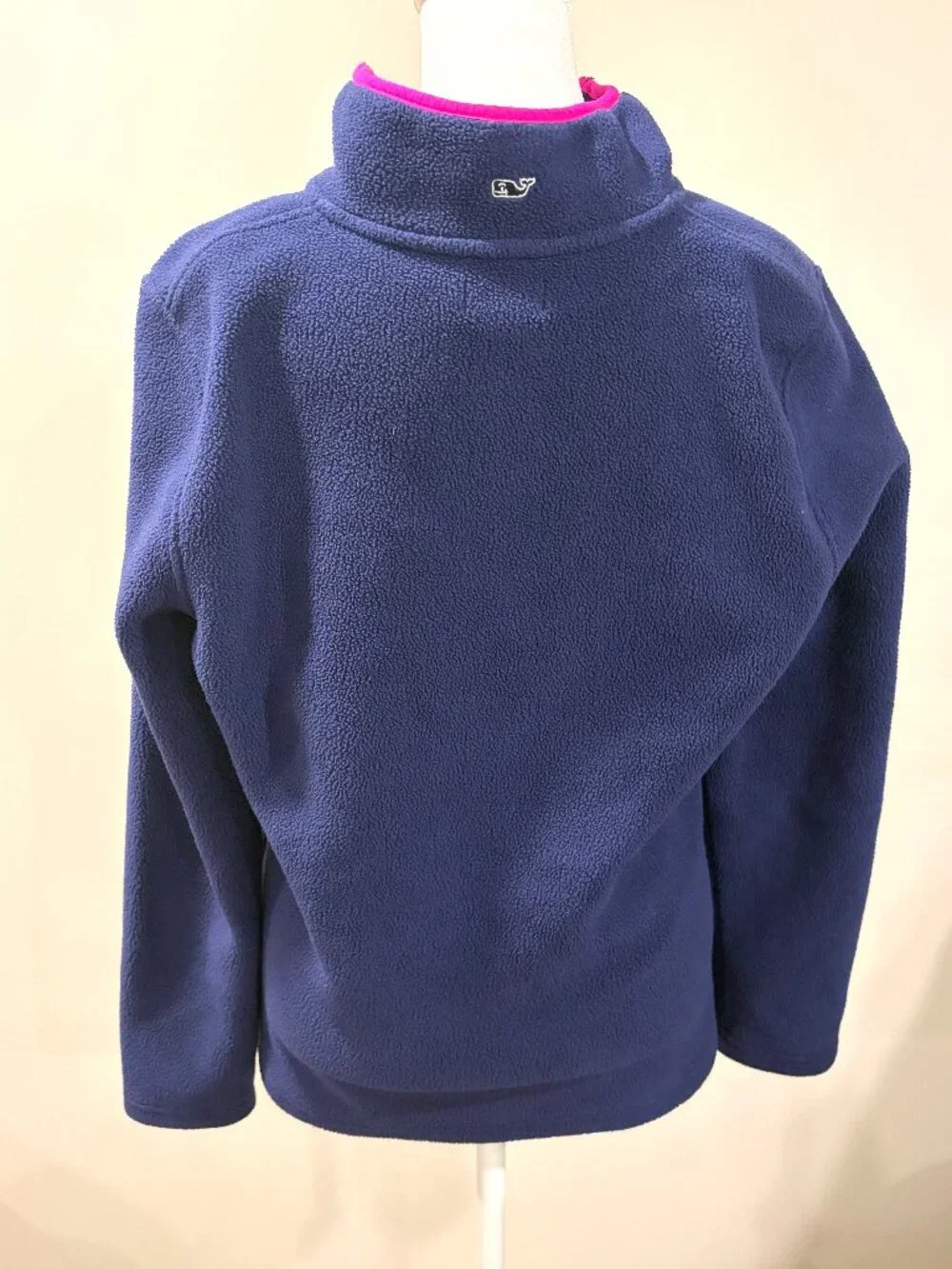 Vineyard Vines‎ Preppy Fleece Quarter Zip Jacket Coastal Blue Pink S
